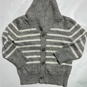 GAP baby Gray and White Striped Kids Cardigan